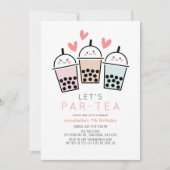 Colorful Boba Bubble Tea Party Girl Birthday 招待状 (正面)