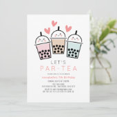 Colorful Boba Bubble Tea Party Girl Birthday 招待状 (スタンド正面)