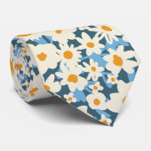 Colorful Boho Blue Yellow White Floral Wedding ネクタイ (ロール)