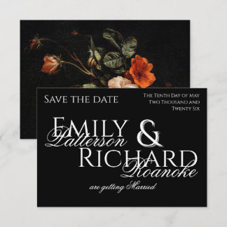 Colorful Boho Chic Black Floral Save The Date 出欠カード
