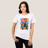Colorful Boho Floral Abstract Felt Cutout トライブレンドＴシャツ (正面全面)