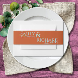 Colorful Boho Minimalist Orange & Teal Chic  招待状ベリーバンド