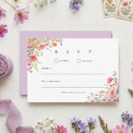 Colorful Boho Summer Wildflower Wedding 出欠カード