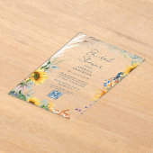 Colorful Boho Teal Pumpkin Fall Bridal Shower  アクリル招待状 (レイダウン)