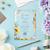 Colorful Boho Teal Pumpkin Fall Bridal Shower  アクリル招待状 (インサイチュ (ウェディング))