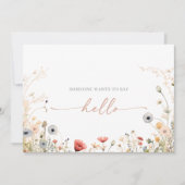 Colorful Boho Wildflower Photo Pregnancy Card 招待状 (正面)