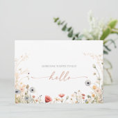 Colorful Boho Wildflower Photo Pregnancy Card 招待状 (スタンド正面)