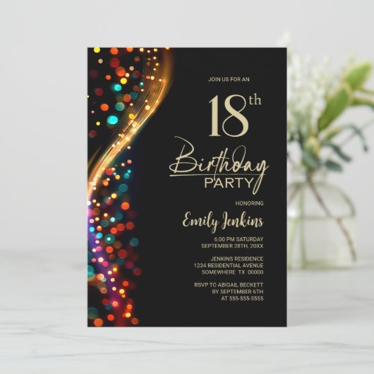 Colorful Bokeh 18th Birthday Party 招待状 (スタンド正面)