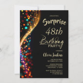 Colorful Bokeh Any Age Surprise Birthday Party 招待状 (正面)