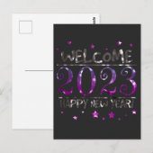 Colorful Bokeh Glitter Welcome 2023 Happy New Year ポストカード (正面/裏面)