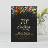 Colorful Bokeh Party Lights 70th Birthday Party 招待状 (スタンド正面)