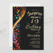 Colorful Bokeh Surprise 75th Birthday Party 招待状 (正面)