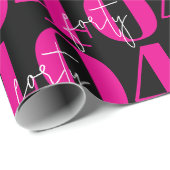 Colorful Bold Pink 40th Birthday  ラッピングペーパー (ロールコーナー)