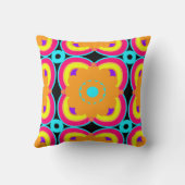 Colorful Bold Retro Geometric Floral クッション (裏面)