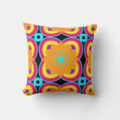 Colorful Bold Retro Geometric Floral クッション (正面)
