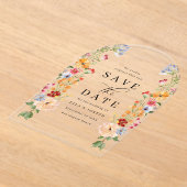 Colorful Bold Wildflower Wedding Save The Date アクリル招待状 (レイダウン)