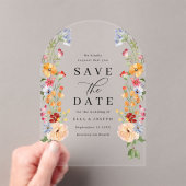 Colorful Bold Wildflower Wedding Save The Date アクリル招待状 (インサイチュ (ポータブル))
