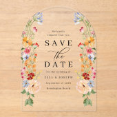 Colorful Bold Wildflower Wedding Save The Date アクリル招待状 (正面)