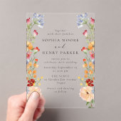 Colorful Bold Wildflowers Wedding アクリル招待状 (インサイチュ (ポータブル))