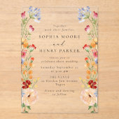 Colorful Bold Wildflowers Wedding アクリル招待状 (正面)