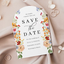 Colorful Bold Wildflowers Wedding Save The Date