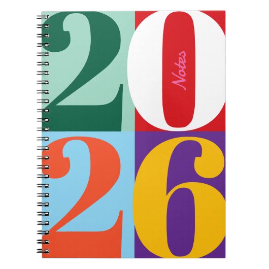 Colorful Bold Year Blocks Custom Title ノートブック (正面)