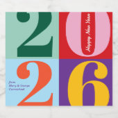 Colorful Bold Year Blocks New Year Party スパークリングワインラベル (シングルラベル)