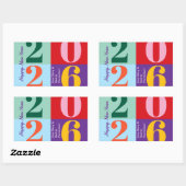 Colorful Bold Year Blocks New Year Party 長方形シール (シート)