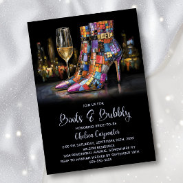 Colorful Boots and Bubbly Bridal Shower 招待状