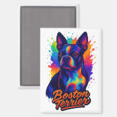 Colorful Boston Terrier Pop Art Portrait マグネット (正面/裏面)
