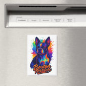 Colorful Boston Terrier Pop Art Portrait マグネット (インサイチュ (食洗機))