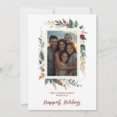 Colorful Botanical Christmas Frame Photo Family シーズンカード (正面)