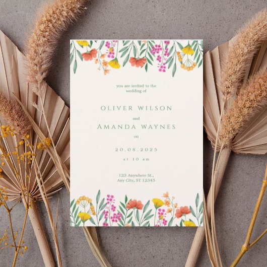 Colorful Botanical Frame Wedding Invitation 招待状