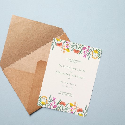 Colorful Botanical Frame Wedding Invitation 招待状