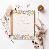 Colorful Botanical Frame Wedding Invitation 招待状