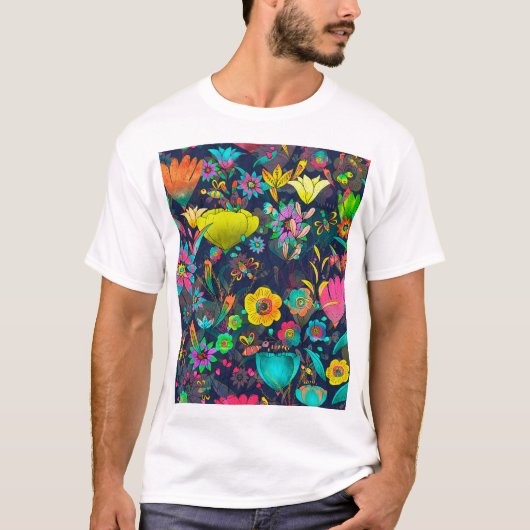 Colorful botanical pattern tシャツ (正面)