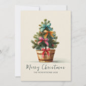 Colorful Bows Rustic Christmas Tree  シーズンカード (正面)