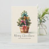 Colorful Bows Rustic Christmas Tree  シーズンカード (スタンド正面)