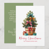 Colorful Bows Rustic Christmas Tree Card シーズンカード (正面/裏面)