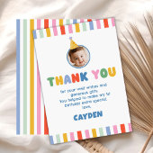 Colorful Boy 1st Birthday Photo サンキューカード