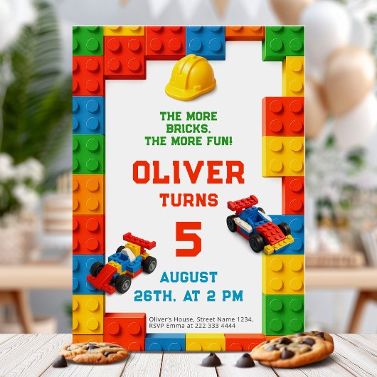 Colorful Brick Building Birthday 招待状