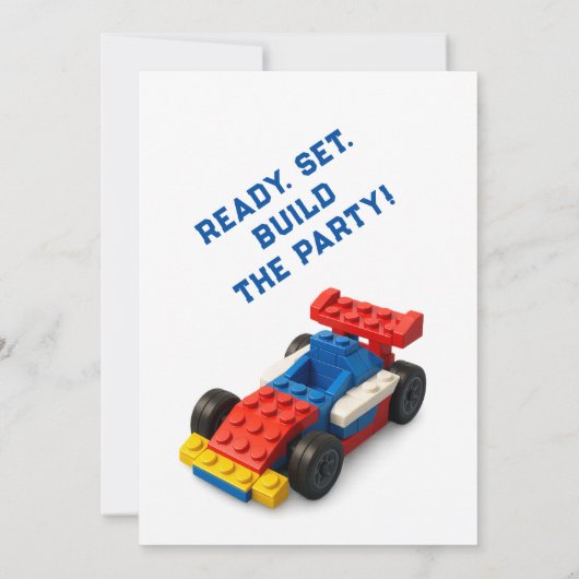 Colorful Brick Building Birthday 招待状 (裏面)