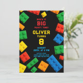 Colorful Brick Kids Party Birthday 招待状 (スタンド正面)