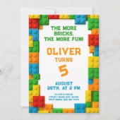 Colorful Brick Party for Kids Birthday 招待状 (正面)