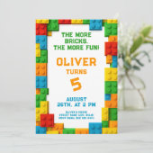 Colorful Brick Party for Kids Birthday 招待状 (スタンド正面)