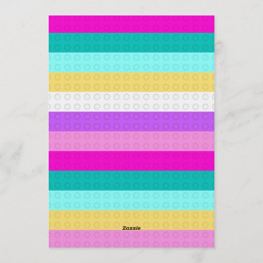 Colorful Bricks Building Blocks Birthday Party 招待状 (裏面)