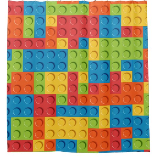 Colorful bricks kids pattern シャワーカーテン (正面)