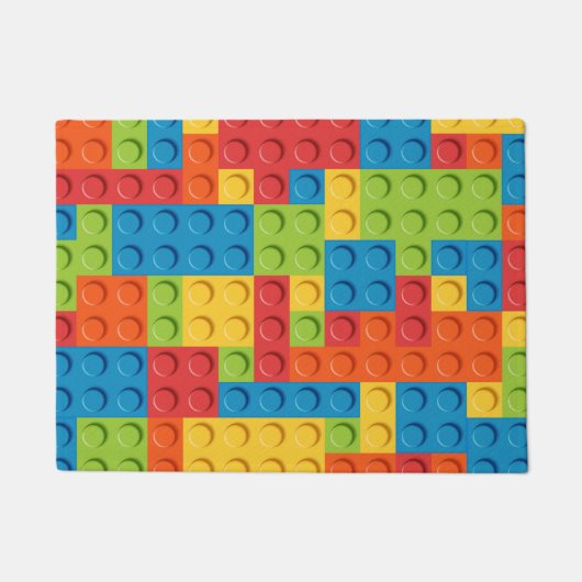 Colorful bricks kids pattern ドアマット (正面)