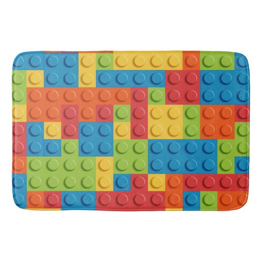 Colorful bricks kids pattern バスマット (正面)