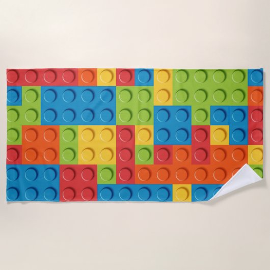 Colorful bricks kids pattern ビーチタオル (正面)